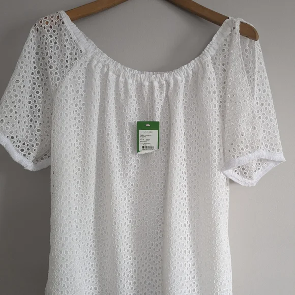 LILLY PULITZER LILLETTE TOP WHITE EYELET NWT Size Small - Picture 2 of 8